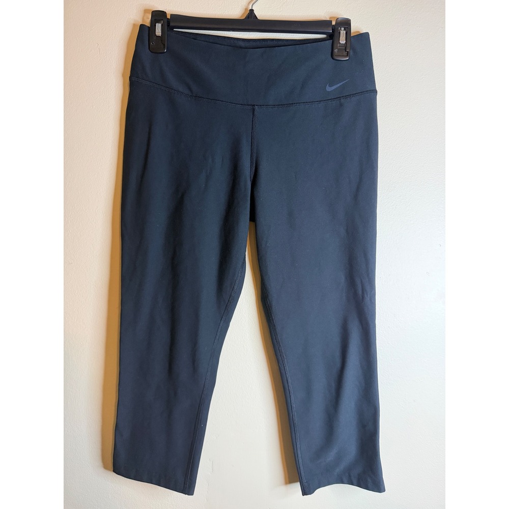 Nike Womens M Dri-FIT Capri Leggings Black Cropped Athletic Running Yoga